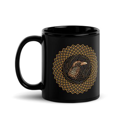 Native American Zodiac Raven Black Coffee Mug