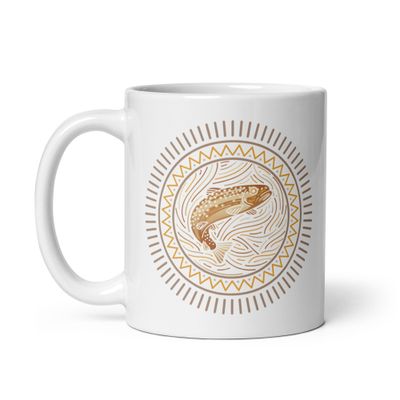 Native American Zodiac Salmon White Mug