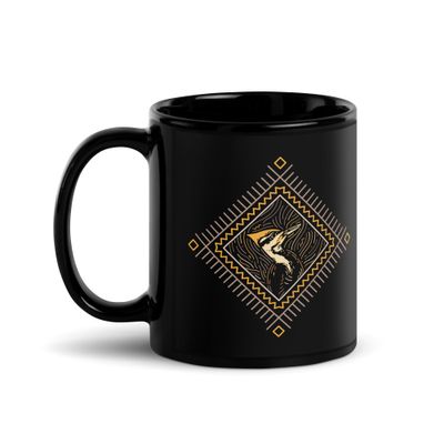 Native American Zodiac Woodpecker Black Coffee Mug