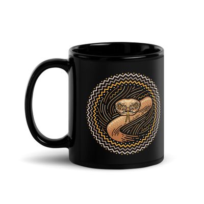 Native American Zodiac Snake Black Coffee Mug