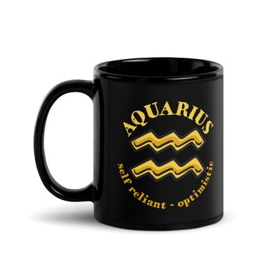 Zodiac Traits Aquarius Black Coffee Mug