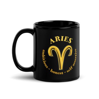 Zodiac Traits Aries Black Coffee Mug