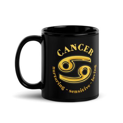 Zodiac Traits Cancer Black Coffee Mug