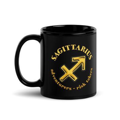 Zodiac Traits Sagittarius Black Coffee Mug