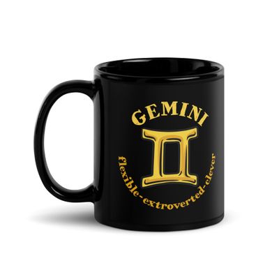 Zodiac Traits Gemini Black Coffee Mug