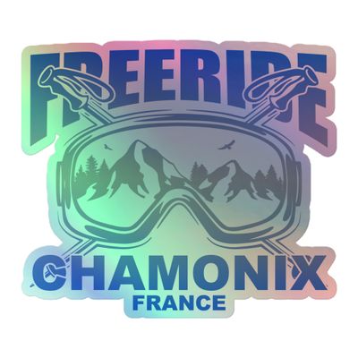 Freeride Skiing Chamonix France Holographic Sticker