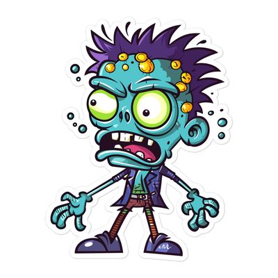 Halloween Cartoon Zombie 1 Sticker