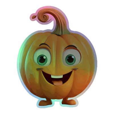 Halloween Happy Pumpkin 1 Holographic Sticker