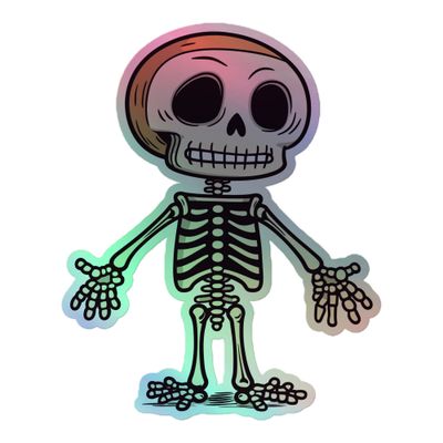 Halloween Skeleton 1 Holographic Sticker