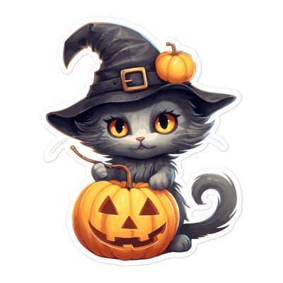 Halloween Witch Cat 1 Sticker