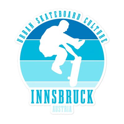 Innsbruck Austria Skateboard Culture LegOver in Blue Sticker