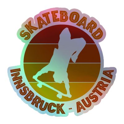 Innsbruck Austria Skateboarder Inverted in Red Holographic Sticker