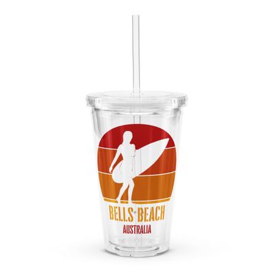 Surfing Bells Beach Australia, Australian Surfer Girl Clear Insulated Plastic Tumbler