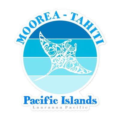 Manta Ray Moorea Tahiti in Blue Sticker