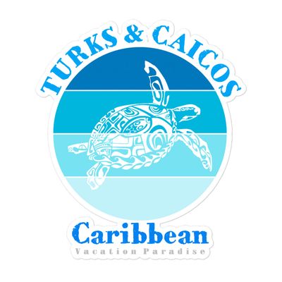 Sea Turtle Turks and Caicos in Blue Sticker