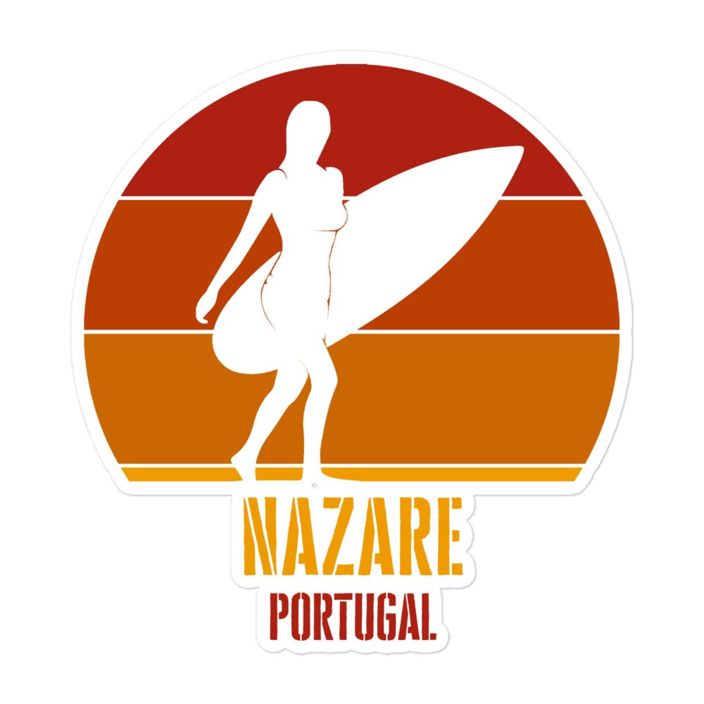 Surfing Nazare Portugal, Atlantic Surfer Girl in Red Sticker