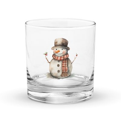 Christmas Snowman (#1) Rocks Glass