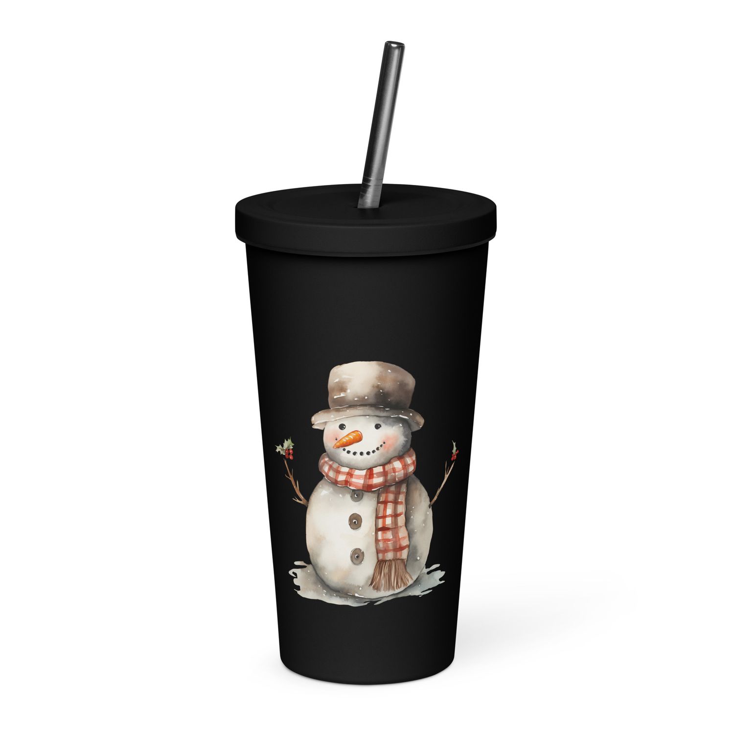 Christmas Snowman (#1) Insulated Tumbler with a Straw