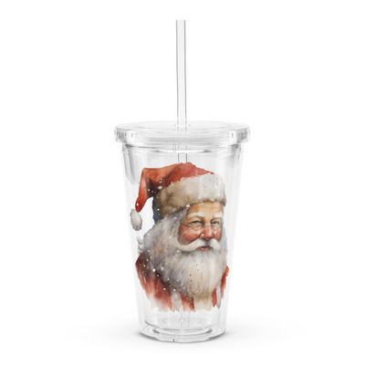 Santa Claus (1) Clear Insulated Plastic Tumbler