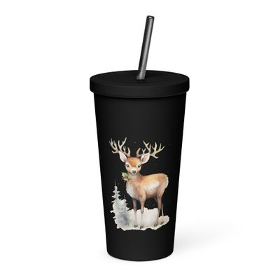 Christmas Reindeer (1) Insulated Tumbler with a Straw
