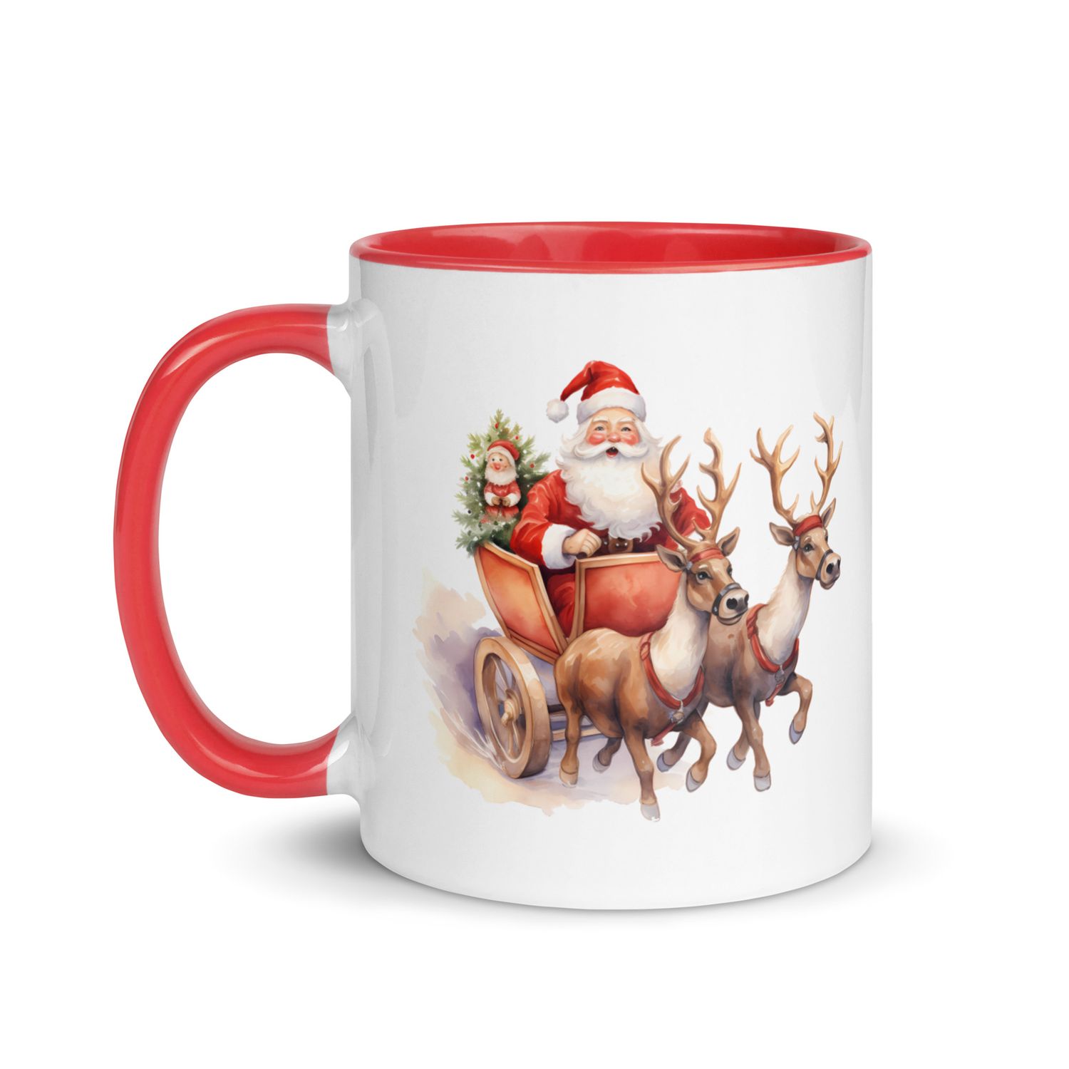 Santa and his Reindeers (1) Mug with Color Inside