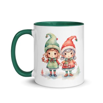 Christmas Elves (2) Mug with Color Inside