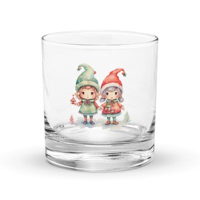 Christmas Elves (2) Rocks Glass