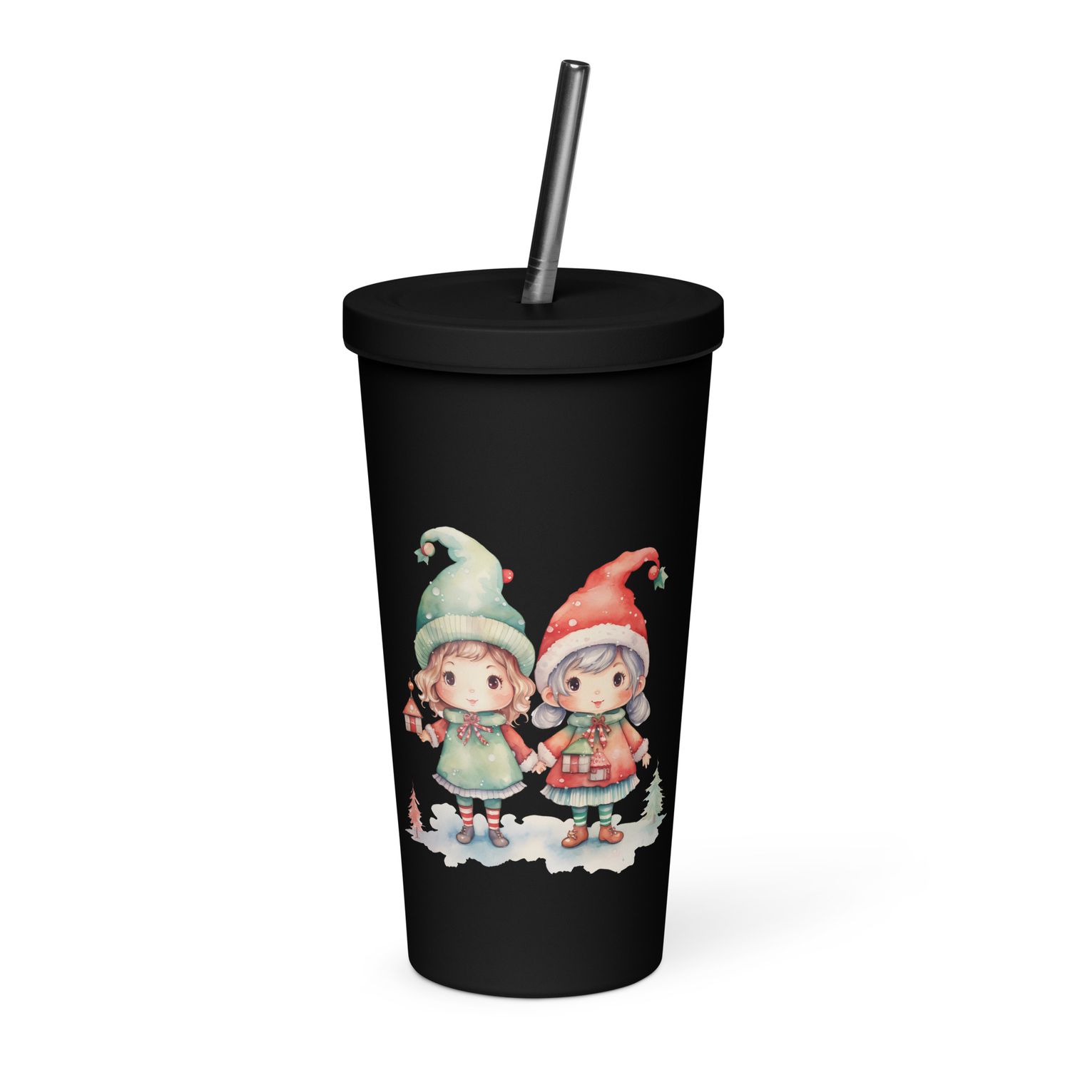 Christmas Elves (2) Insulated Tumbler with a Straw