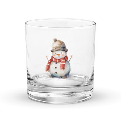 Christmas Snowman (2) Rocks Glass