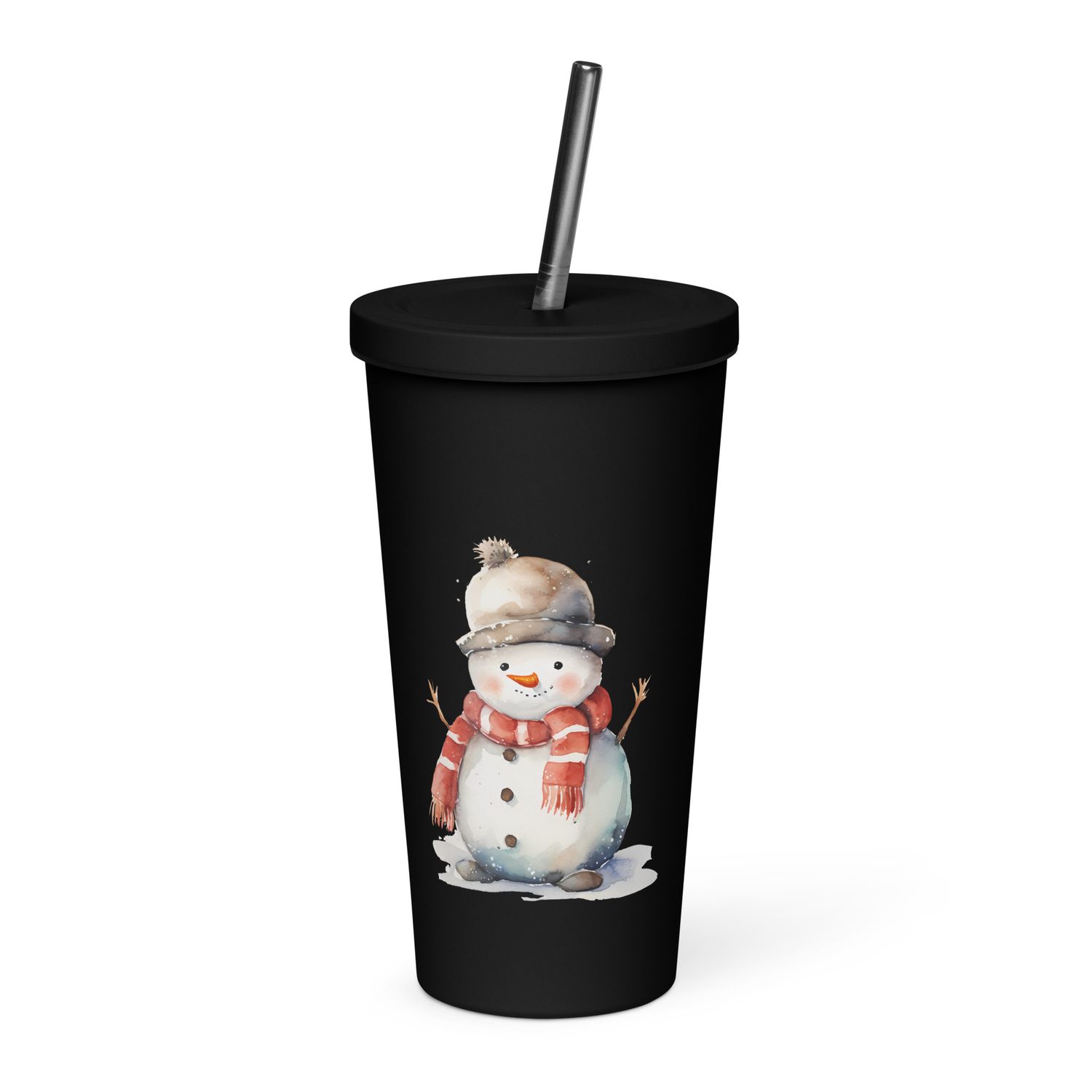 Christmas Snowman (2) Insulated tumbler with a straw