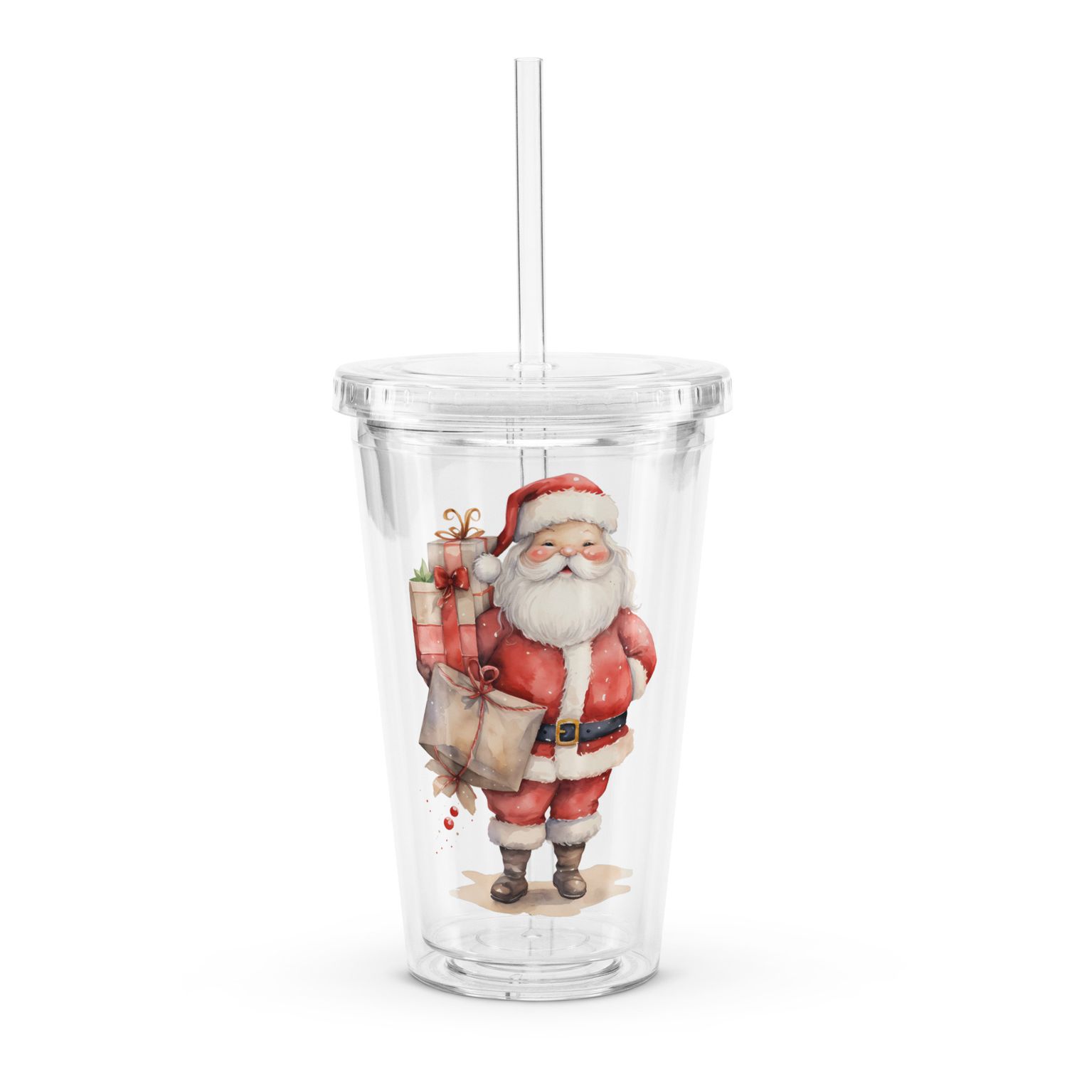 Santa Claus (6) Clear Insulated Plastic Tumbler