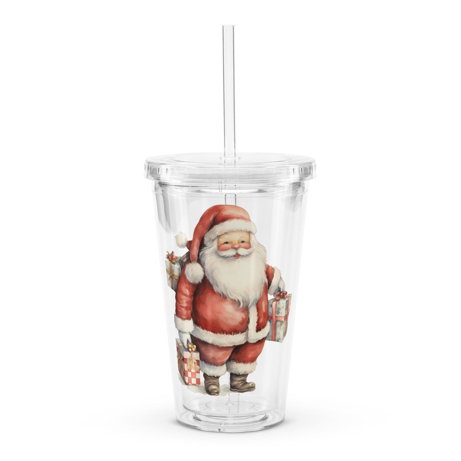 Santa Claus (8) Clear Insulated Plastic Tumbler