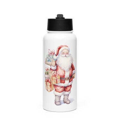 Santa Claus (9) Stainless Steel Water Bottle with a Straw Lid