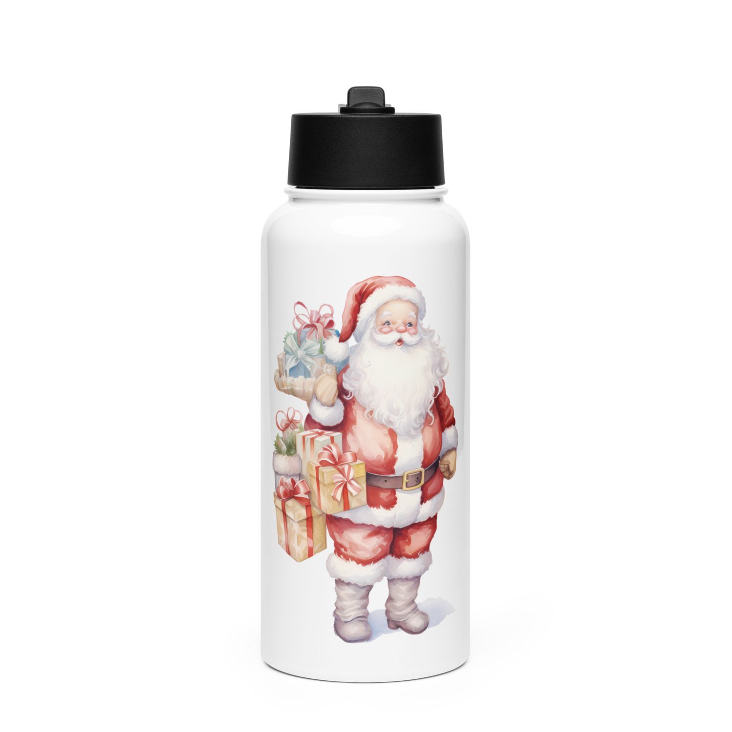 Santa Claus (9) Stainless Steel Water Bottle with a Straw Lid