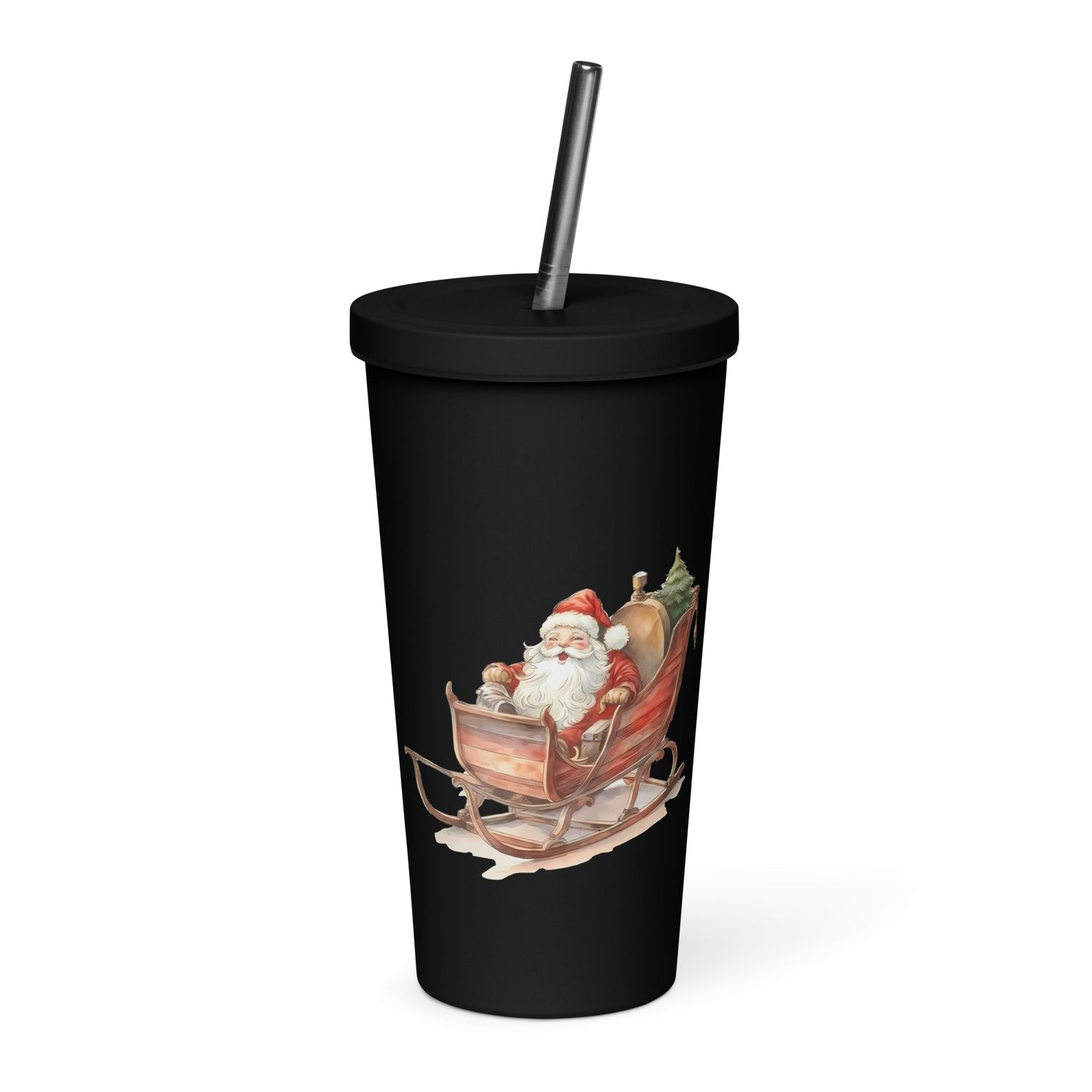 Santa's Sleigh (1) Insulated Tumbler with a Straw