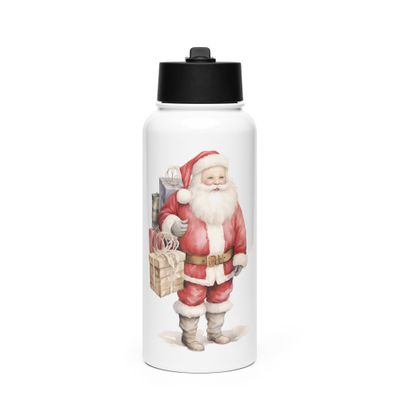 Santa Claus (7) Stainless Steel Water Bottle with a Straw Lid