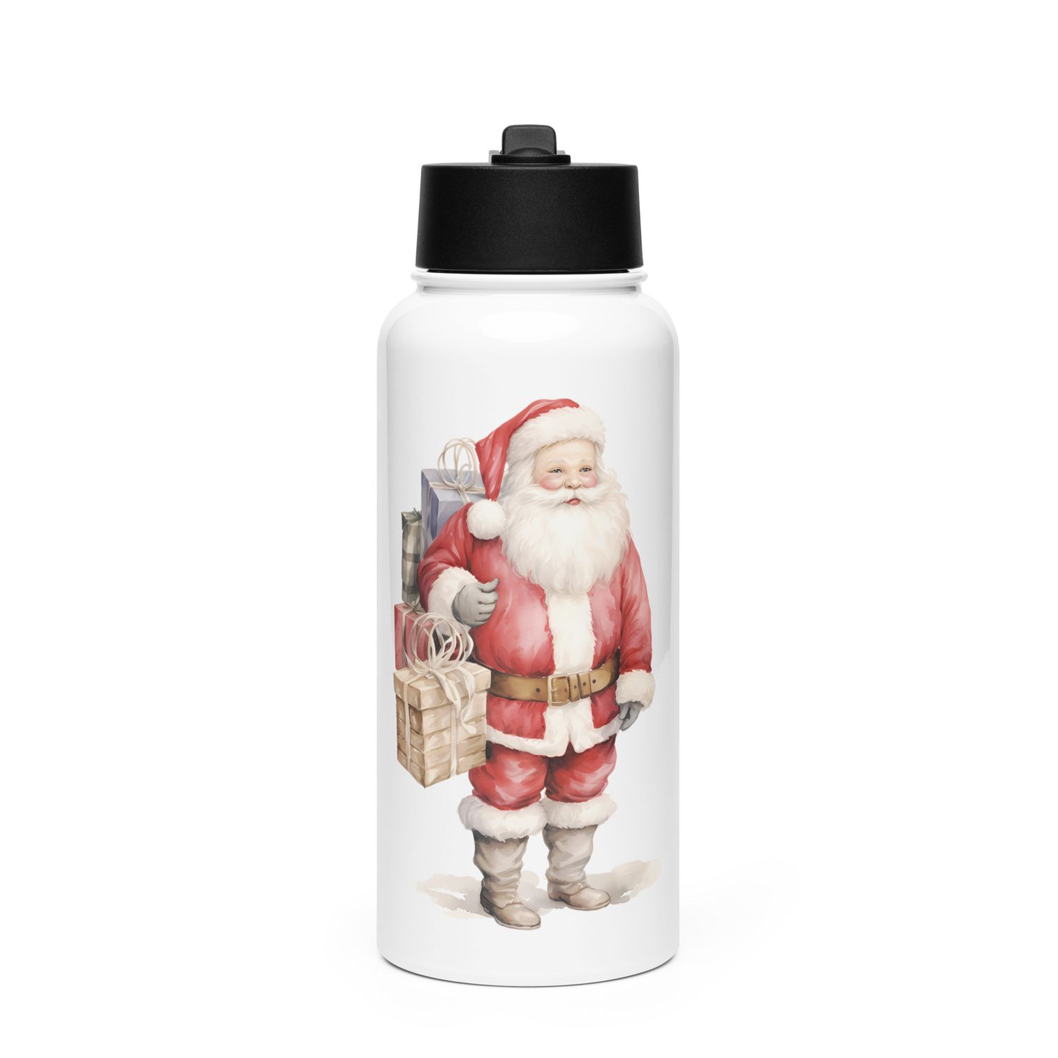 Santa Claus (7) Stainless Steel Water Bottle with a Straw Lid