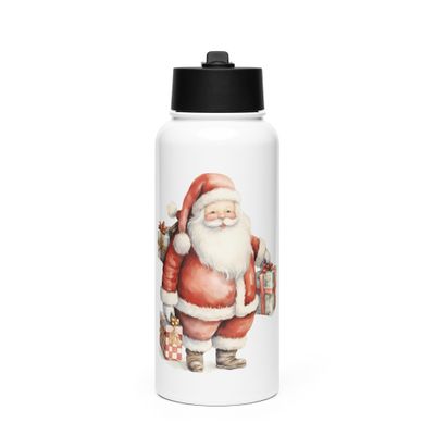 Santa Claus (8) Stainless Steel Water Bottle with a Straw Lid