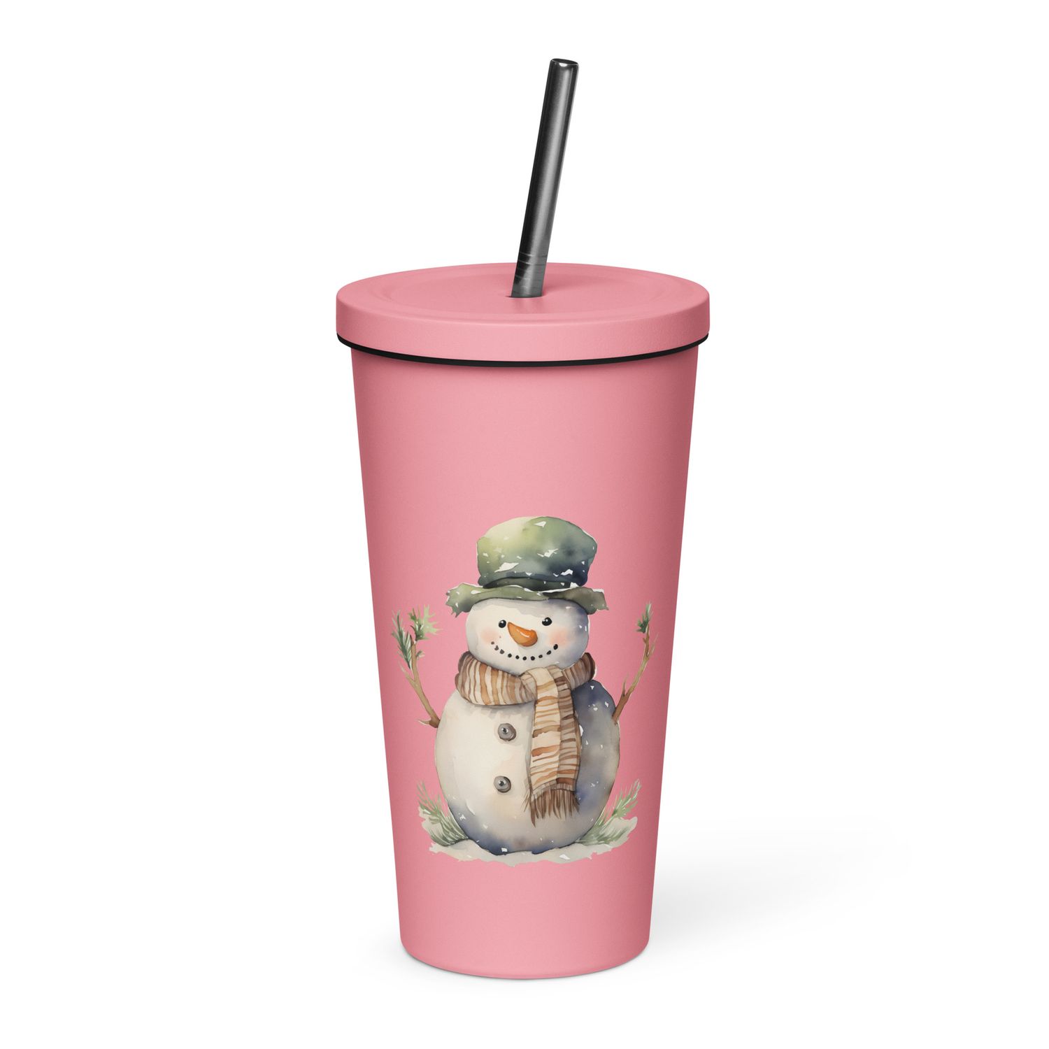 Christmas Snowman (3) Insulated Tumbler with a Straw