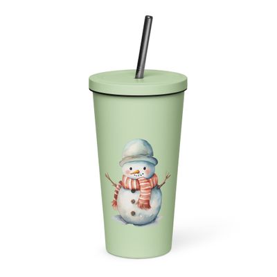 Christmas Snowman (4) Insulated Tumbler with a Straw