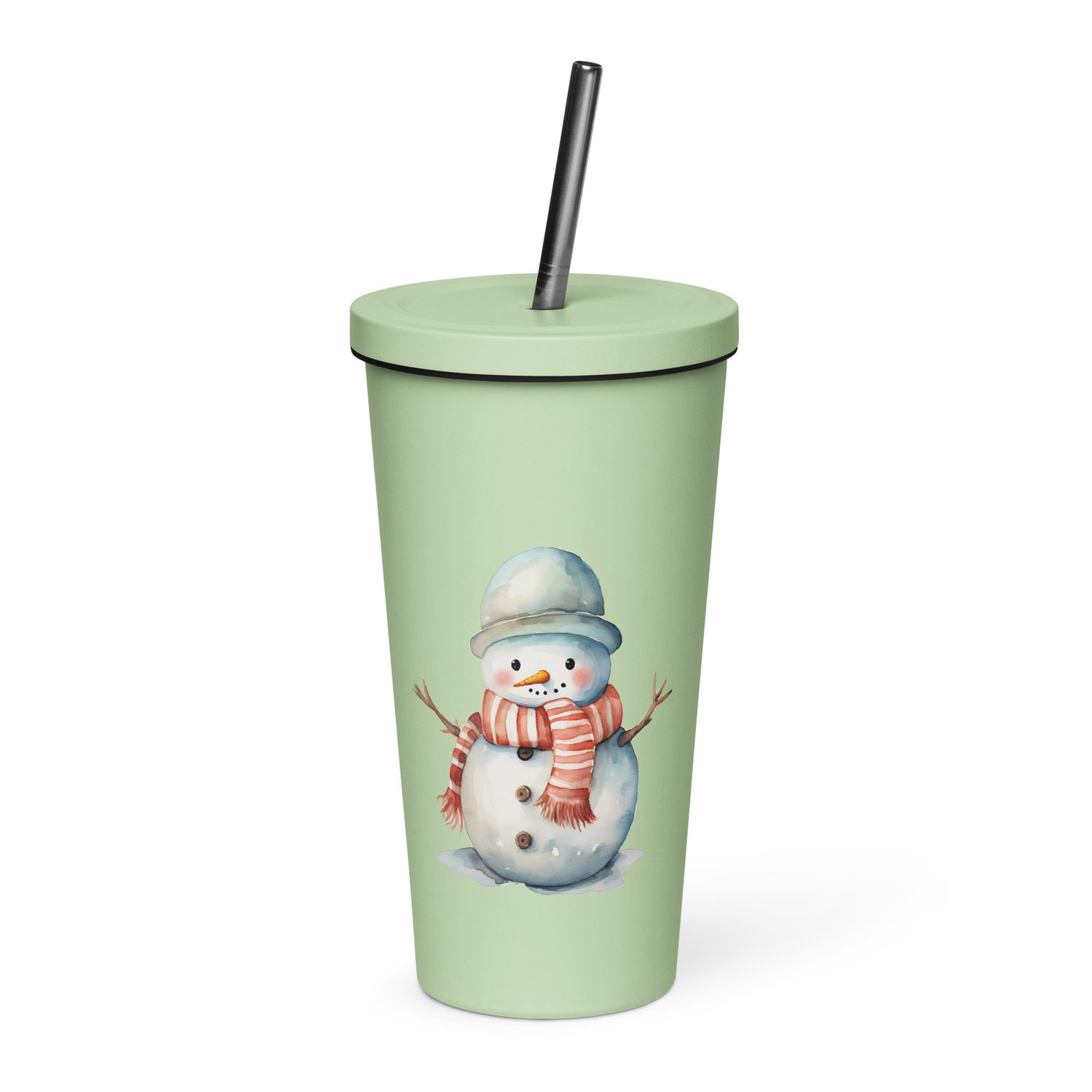 Christmas Snowman (4) Insulated Tumbler with a Straw