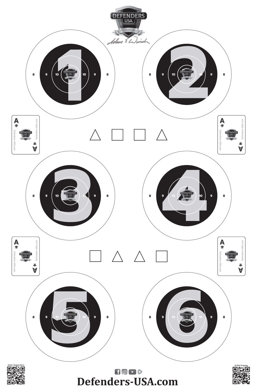 Defenders USA Signature Target #2  (B&amp;W) - 25 Count