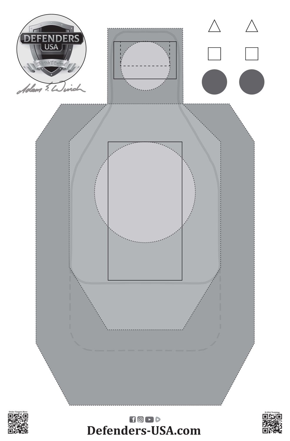 Defenders USA Signature Target #3  ( B&W) - 25 Count