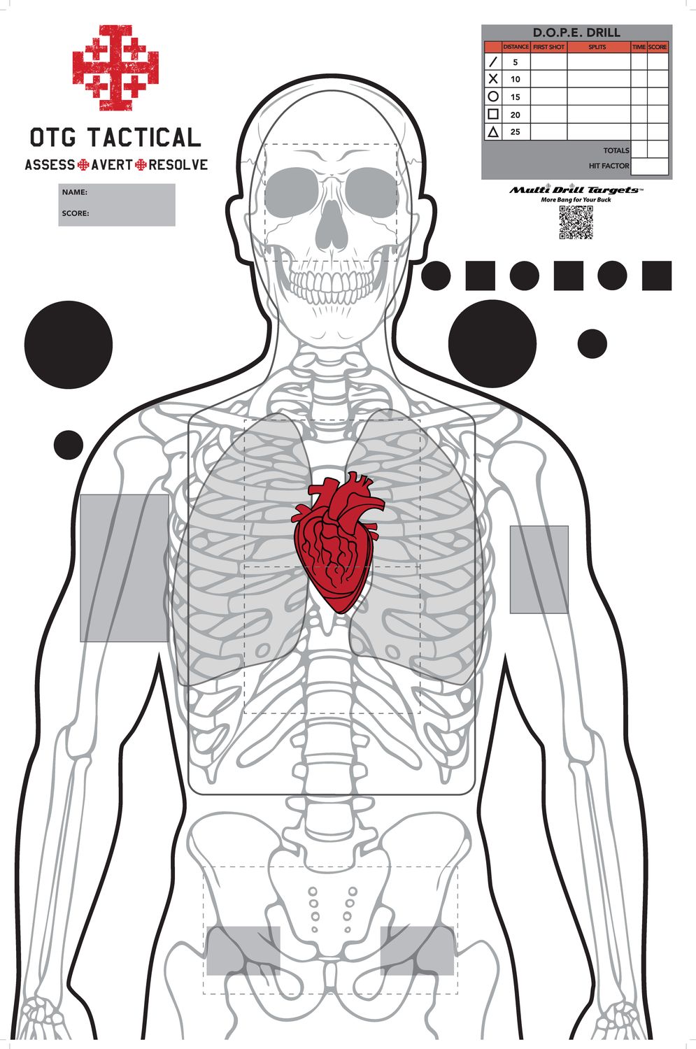 OTG Tactical X-Ray -Anatomy Target. - 50 Pack