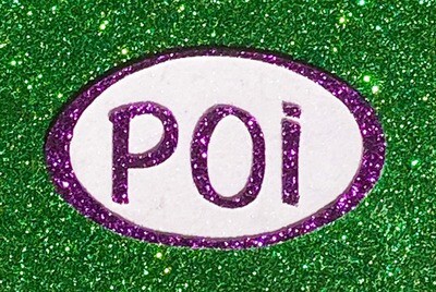 Magnet-Poi Oval Green, Purple & White