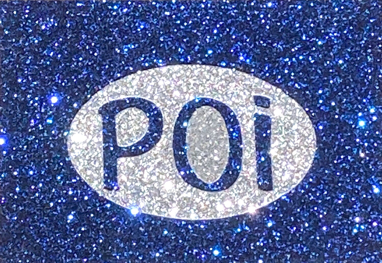 Magnet-Poi Oval Blue on Blue with Silver