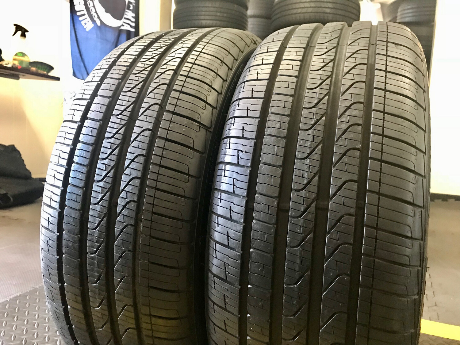2 USED TIRES 225/45R18 Pirelli CINTURATO P7 A/S RFT WITH 90% TREAD LIFE 