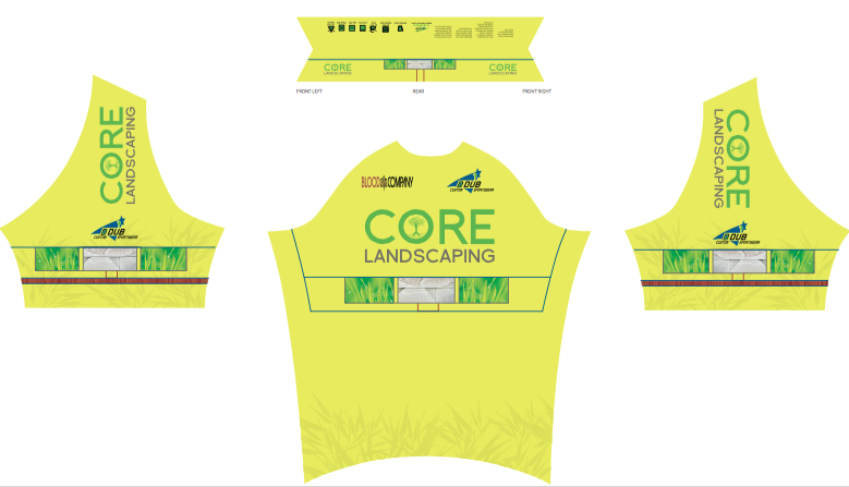 Core Landscaping Men&#39;s Short Sleeve Summer Race Cut Jersey Hi Viz