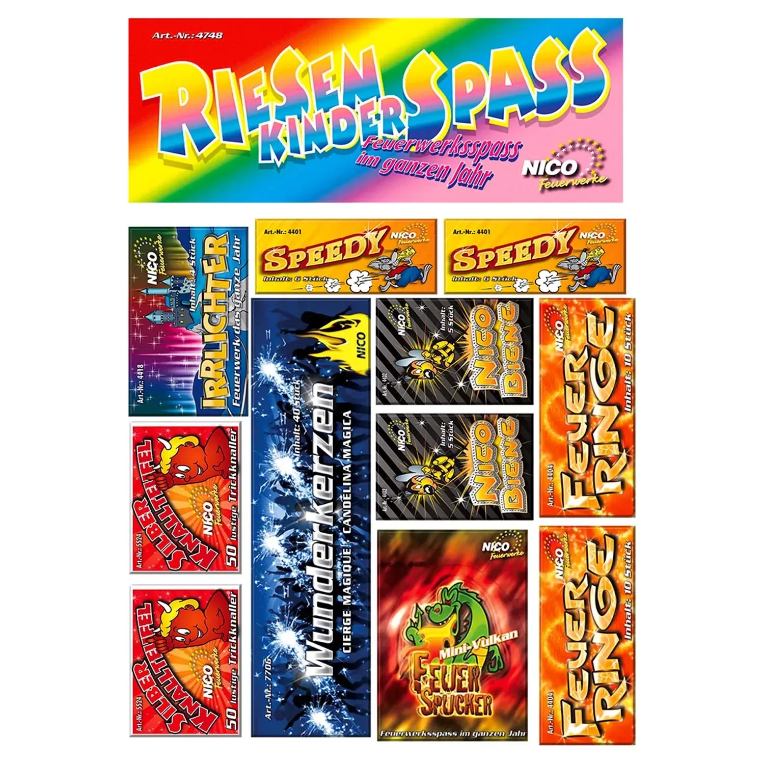Riesen-Kinderspass, 11 Schachteln sortiert