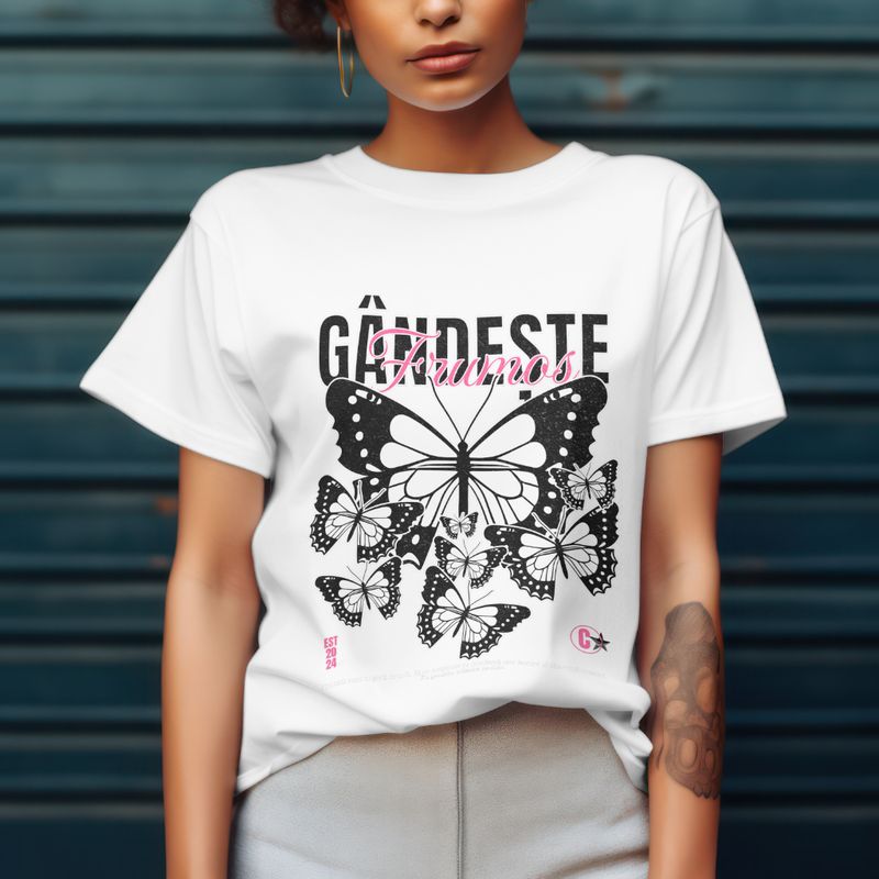 Tricou Alb Gandeste